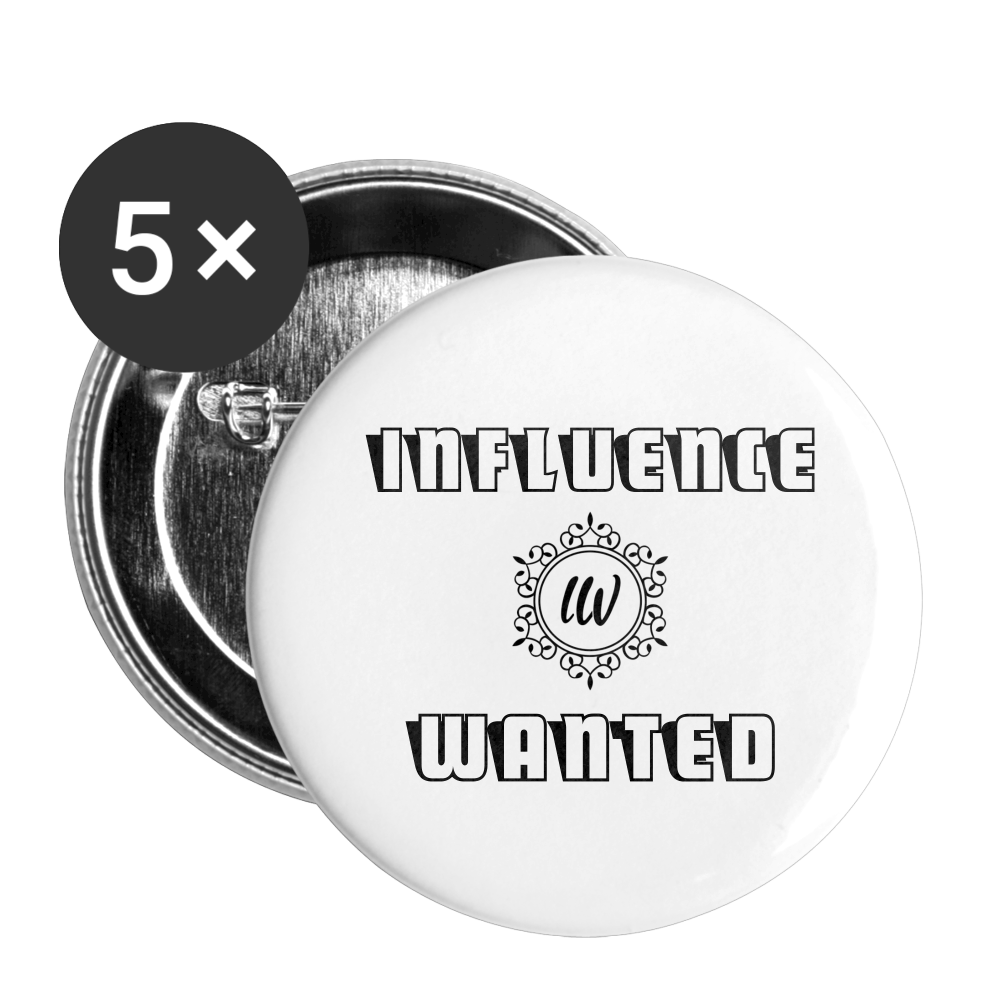 Influence Wanted Small Button 1'' (5-pack) - white